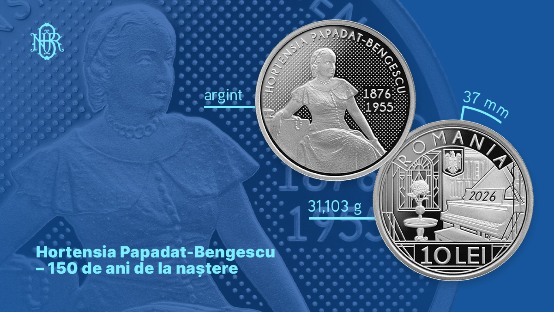 Fiică a meleagurilor gălățene, pe o monedă de argint emisă de BNR