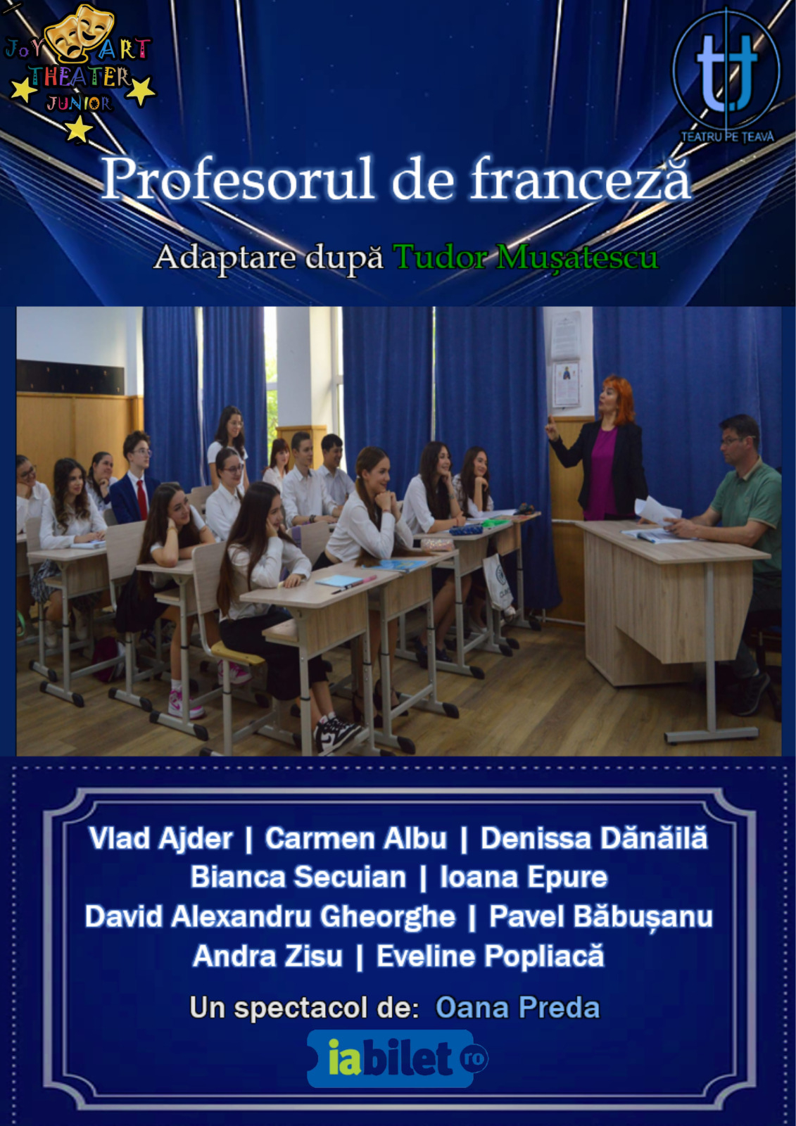 Actori adolescenţi şi profesionişti ai Dramaticului, pe aceeaşi scenă: „Profesorul de franceză”, la Teatru pe Țeavă