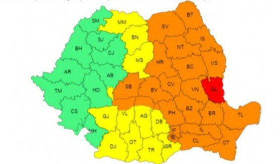 Alertă maximă! Cod roșu de ploi torențiale și vijelii în județul Galați