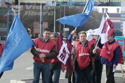 Protestul siderurgiştilor la poarta ArcelorMittal