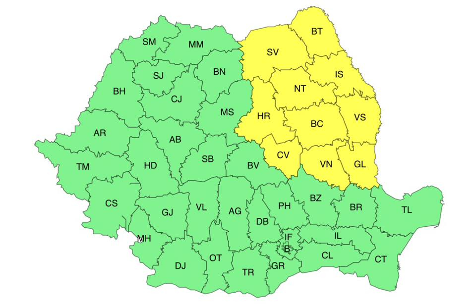 Cod galben de ger și ninsori în Moldova