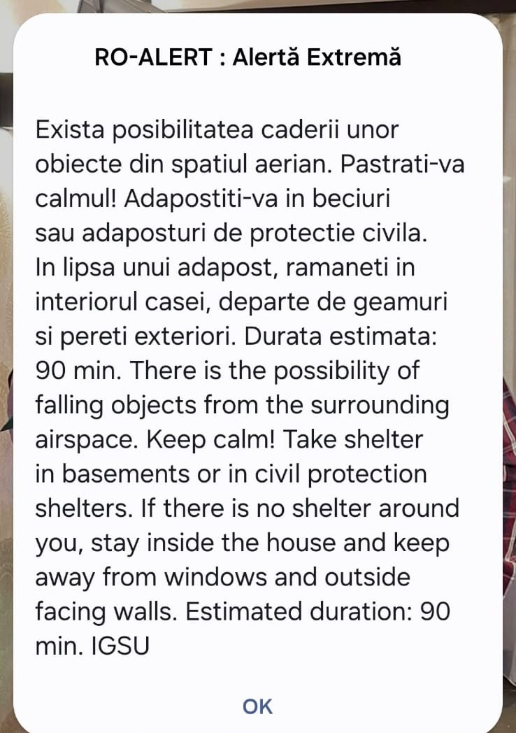 Premieră pentru România. Drona care a declanșat mesajele RO-Alert a fost doborâtă de un F-16