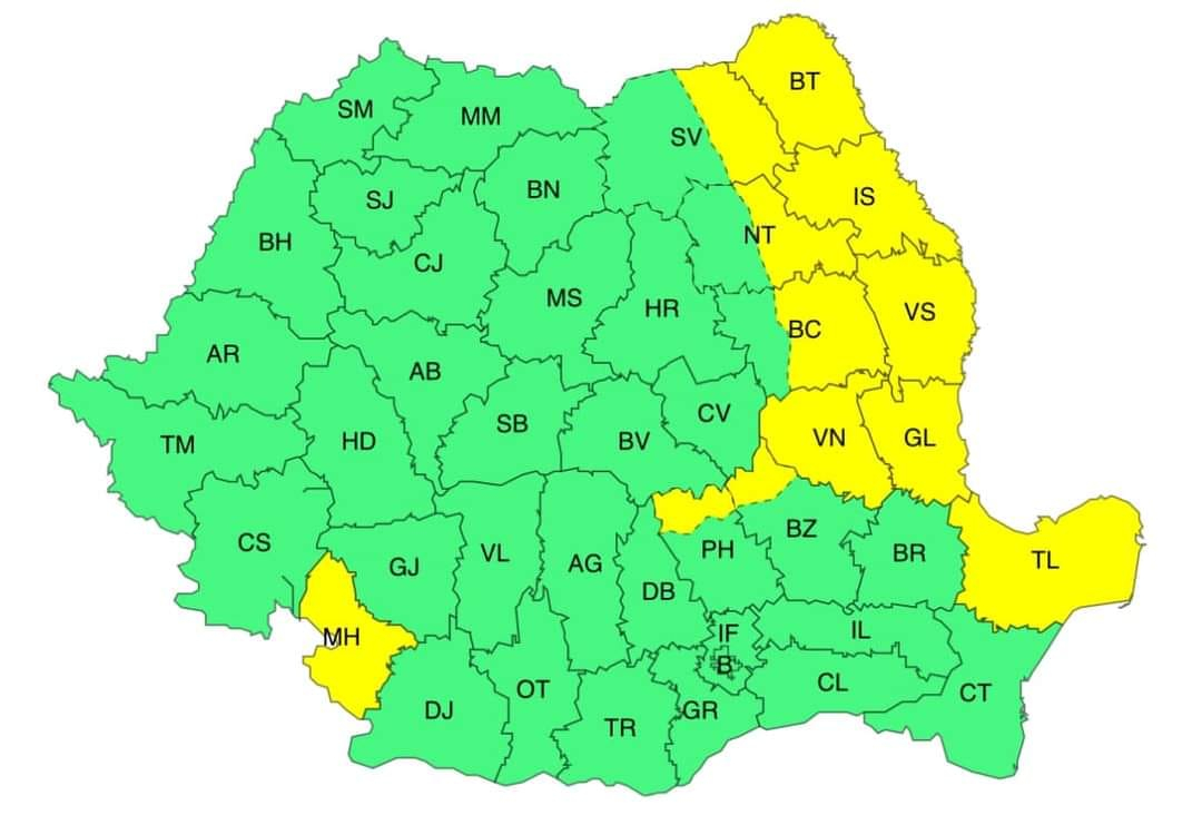 Avertizare de vânt puternic în judeţul Galaţi