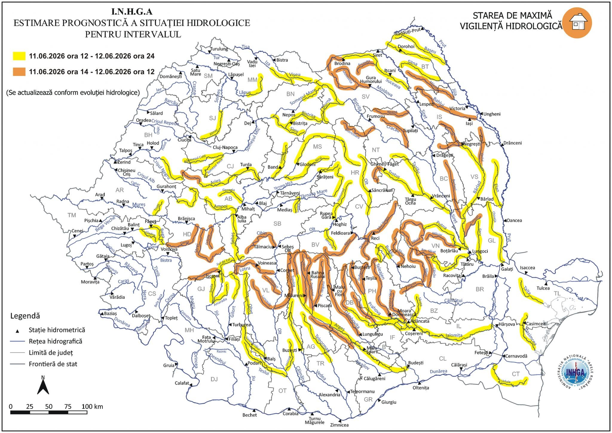 O avertizare hidrologică pune autoritățile gălățene în alertă