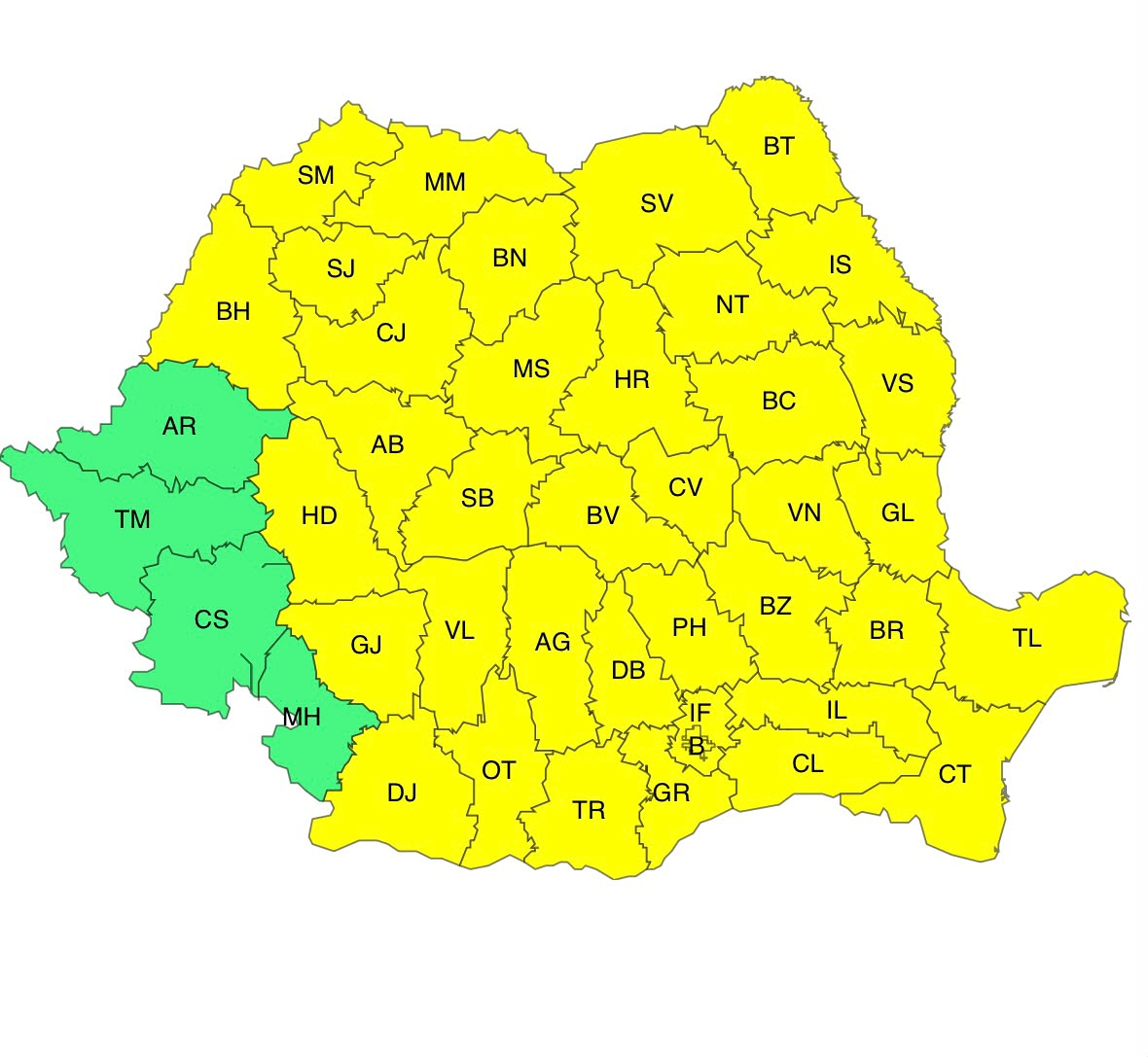 Cod galben de vijelii și ploi torențiale în județul Galați