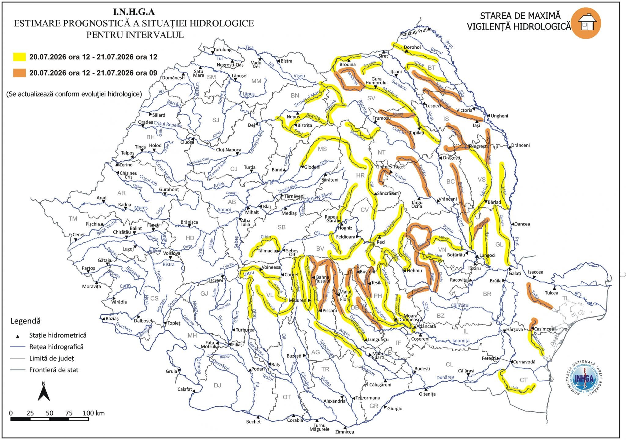 Avertizări hidrologice în județul Galați