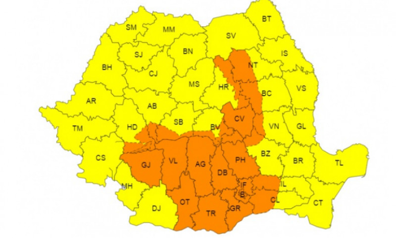 Cod galben – Galațiul va fi cuprins din nou de ploi și vijelii