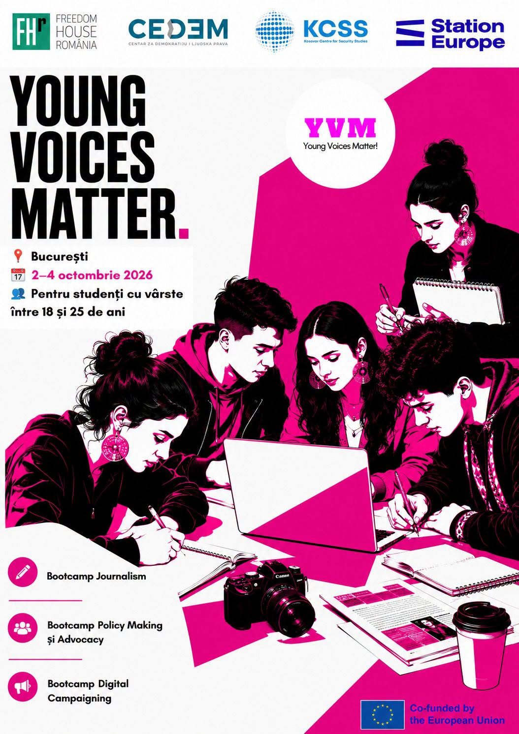 Oportunitate pentru tinerii dornici de implicare civică. Freedom House România a deschis înscrierile pentru „Young Voices Matter!”