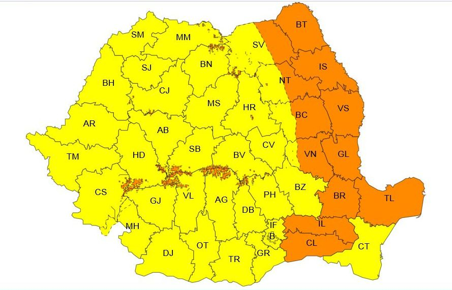 UPDATE. După „codul” de dronă, Galaţiul intră sub Cod portocaliu de vreme rea